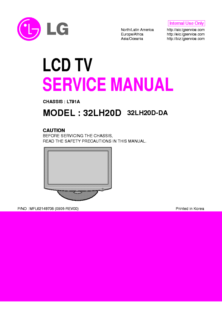 LG 32LH20D[-DA] CHASSIS LT91A service manual (1st page)